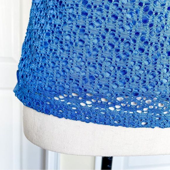 Loft XS Royal Blue Netted Layered Sleeveless Top - Picture 6 of 13